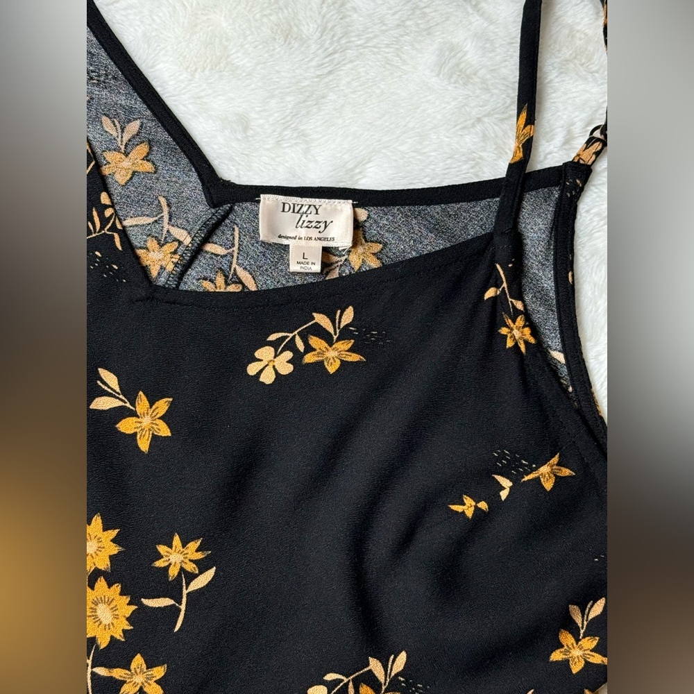 Dizzy Lizzy Tea-Length Double Slit Dress With Adjustable Straps - Picture 6 of 14